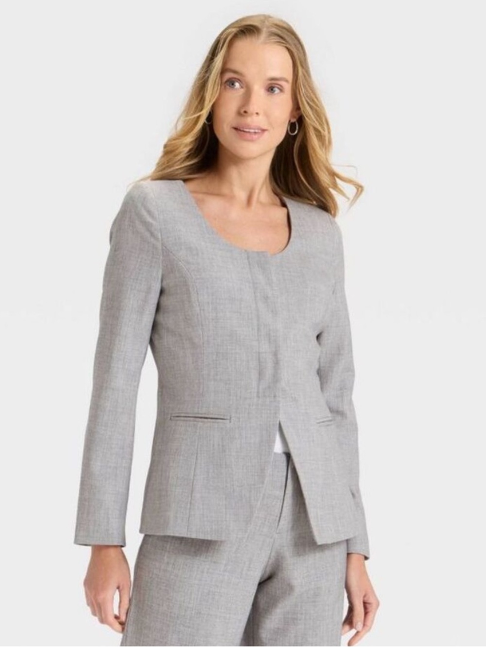 a new day Light Gray Collarless Blazer